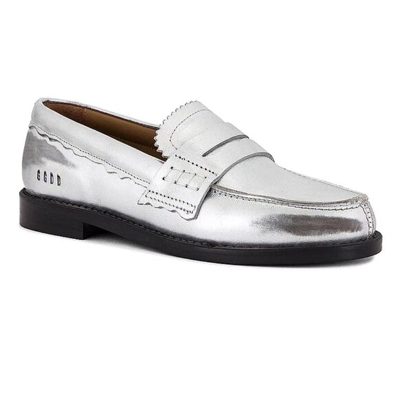 $550 GOLDEN GOOSE Jerry Loafer LEATHER SLIP ON SHOE Argento & Grigio 39 (MG8) - Picture 1 of 9